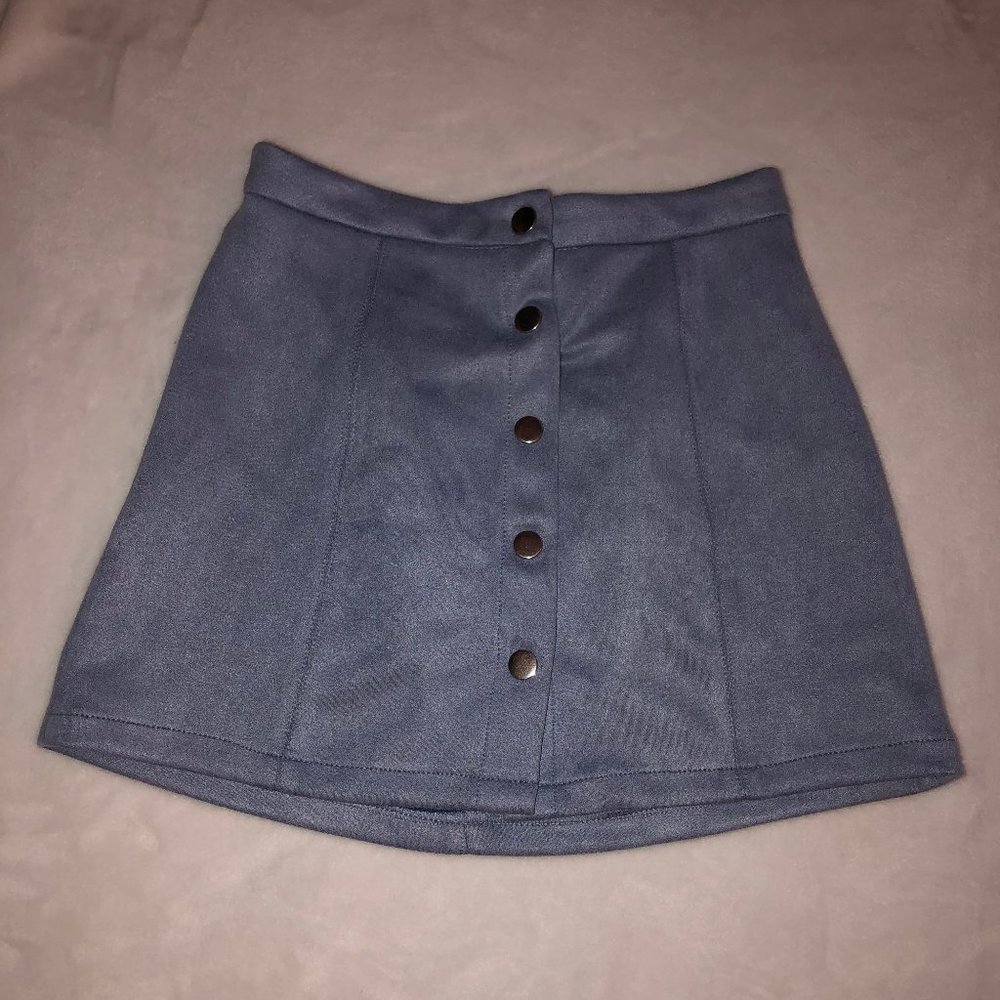 Light Blue Button Down Mini Skirt